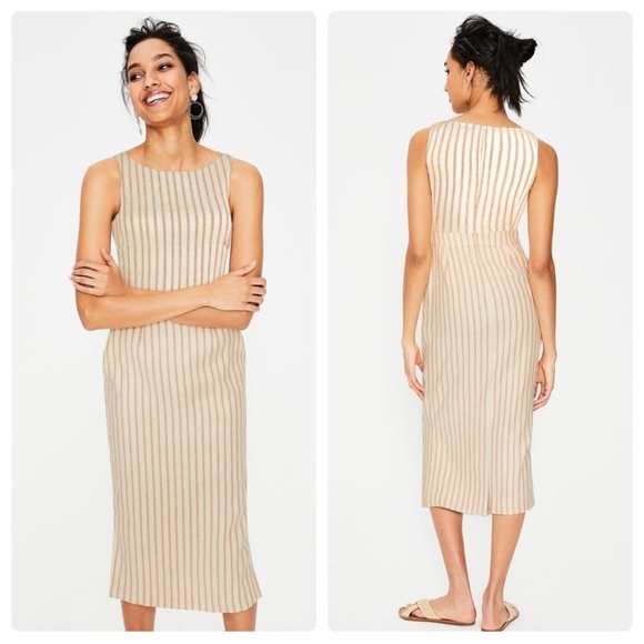 Boden Dresses & Skirts - Boden Maggie Dress Midi Stripe Linen Size UK
12R US 8R NWT